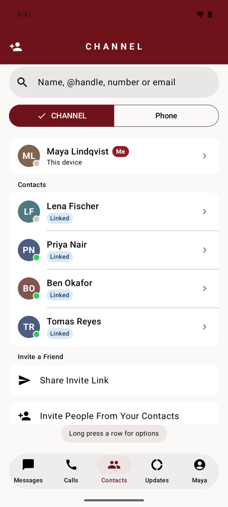 Contacts on Android.